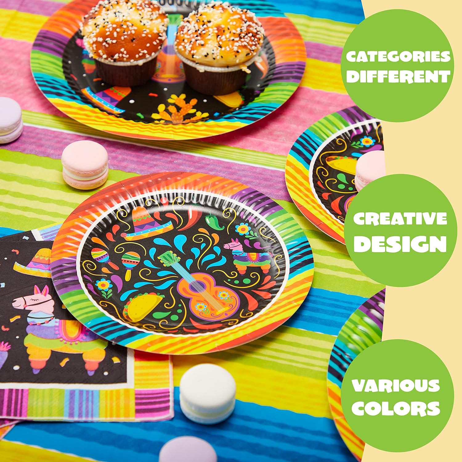 Fiesta Tableware Set, Party Supplies Packs for Cinco De Mayo, Party Decoration Supplies, Table Decorations -82PCS Fiesta Tableware Set, Party Supplies Packs for Cinco De Mayo, Party Decoration Supplies, Table Decorations -82PCS